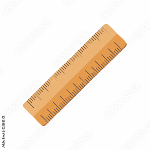 A wooden ruler is positioned diagonally against a clean white background.