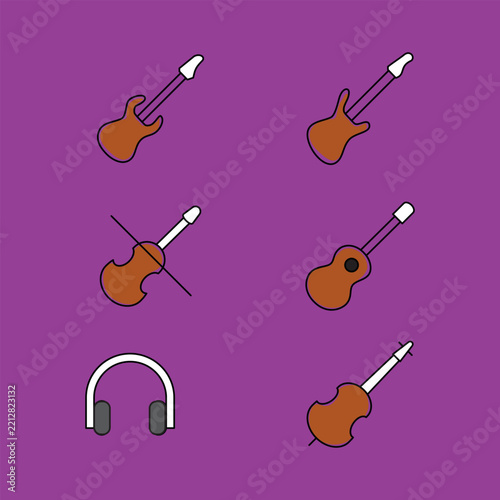 set instrument music, icon logo vector