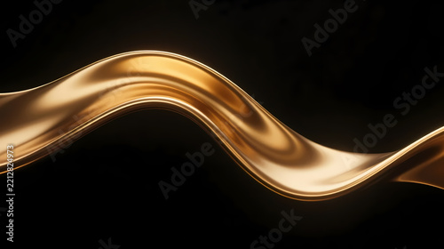 Golden silk ribbon on black background