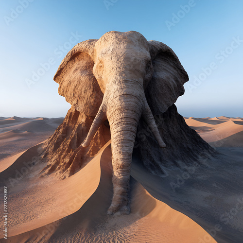 Elephant-Shaped Desert Rock Formation 3D Landscape Asset