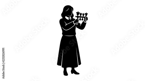 Carillonneur Playing: Silhouette of a musician playing a carillon, its bells poised to create a melodic symphony.