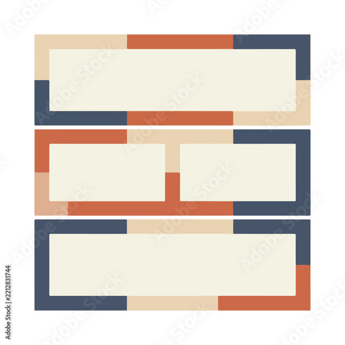 Abstract geometric banner frame template with colorful retro rectangle shapes and clean borders