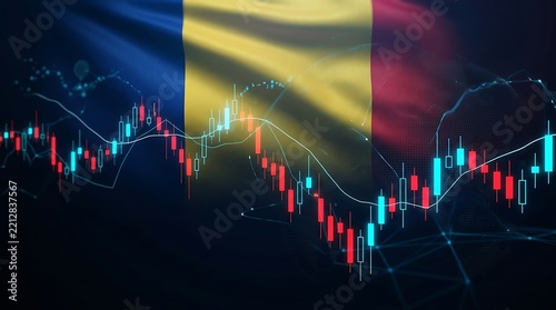 Stock market chart overlaying belgian flag with financial growth