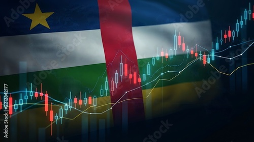 Colombian flag with stock market growth chart illustrating economic