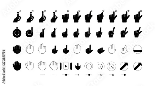 Diverse digital user interface hand gestures and icons