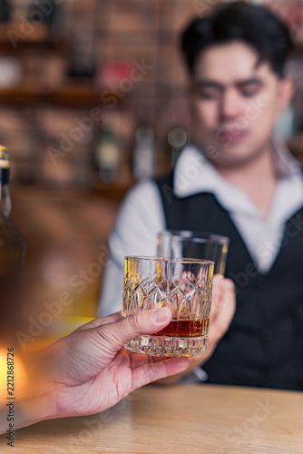 whiskey, for a friendly party in a bar or a restaurant.
