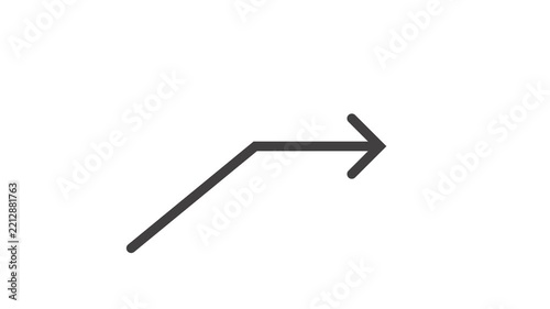 Animated bent line arrow icon drawing on white background minimalist digital motion graphic.