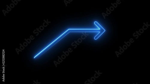 Neon blue arrow animated icon glowing on black background for digital interface design use.