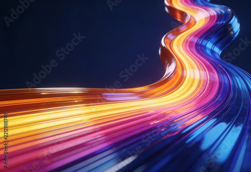 Colorful abstract glowing ribbons of light representing high speed data connection