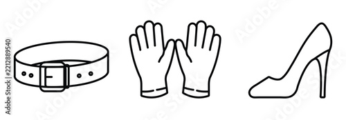 Clothing and accessories outline vector icon set