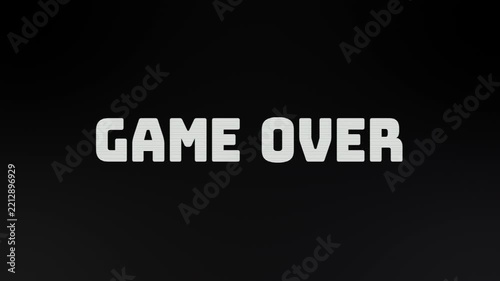 Game over glitch text animation on black background. 4k animation