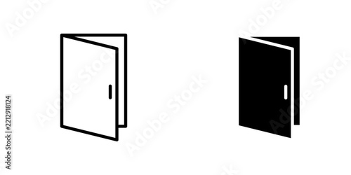 Door open icon flat outline in black