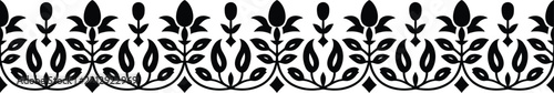 Elegant black floral decorative border pattern with symmetrical design elements