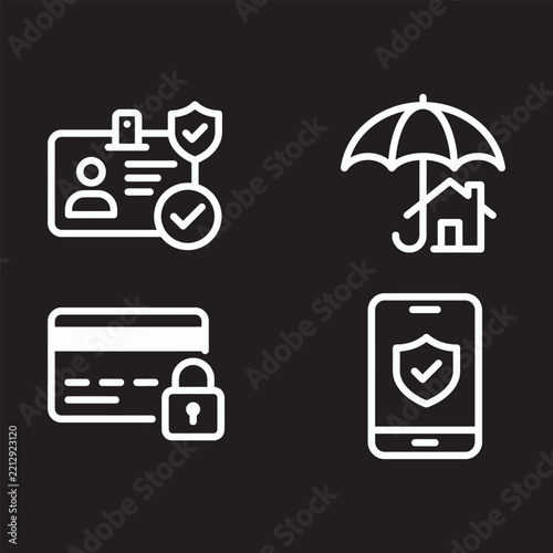 Four icons representing security and protection services visually