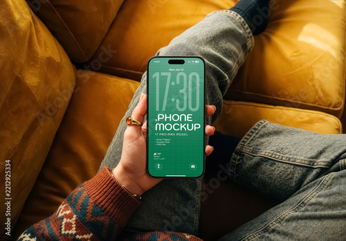Lifestyle Phone Mockup PSD Template With Handheld Device Screen