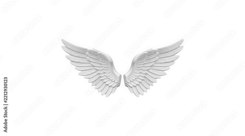Obraz premium Pair of detailed white angel wings spread open