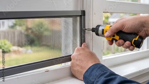 Installing a window screen with a cordless screwdriver