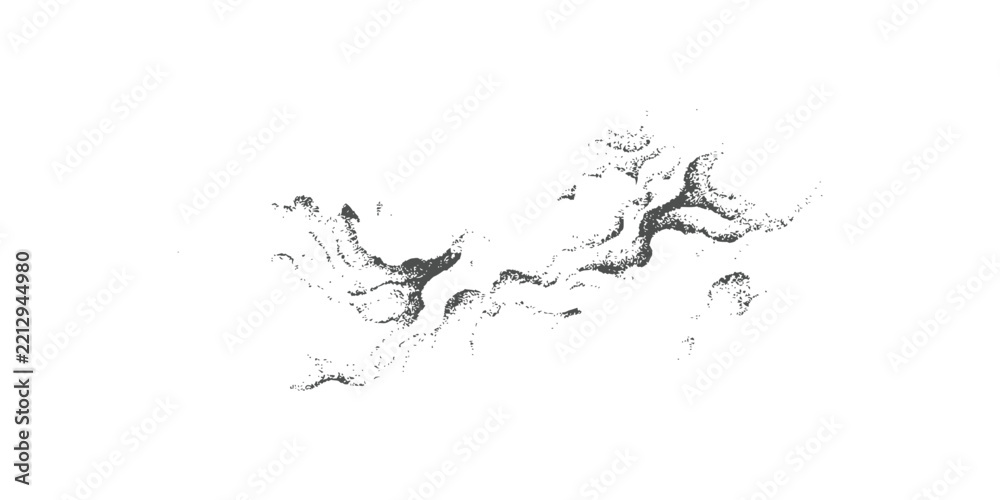 Fototapeta premium Abstract black and white vintage cloud texture wave element with stipple engraving style vector illustration.