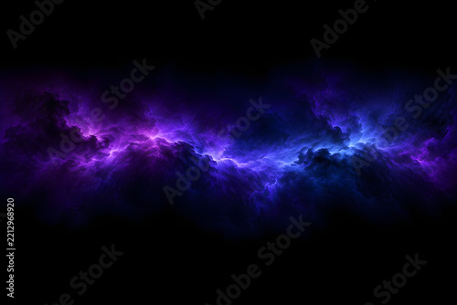 Abstract purple and blue nebula cloud formation in deep space