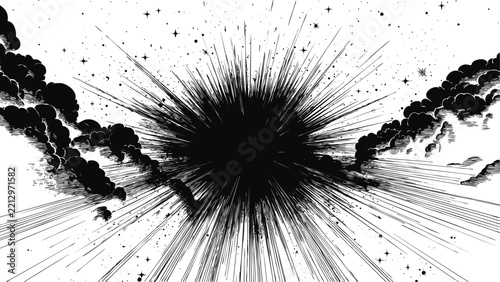 Abstract black ink splash explosion design element for creative black friday marketing and promotional graphic backgrounds