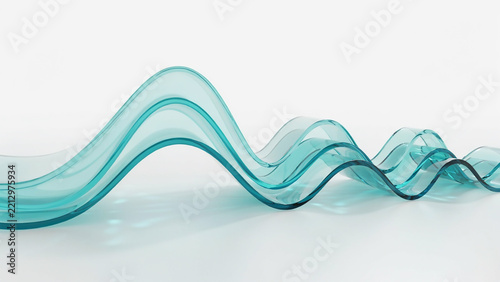 Translucent teal wave form on white background