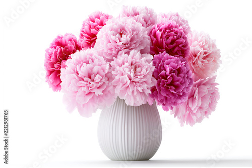 pink peonies in a vase isolated