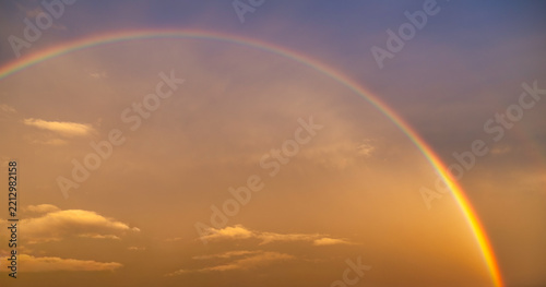 Full Rainbow Across the Sky Above Thessaloniki During a Dramatic Sunset