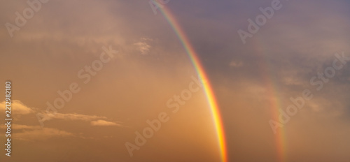 Full Rainbow Across the Sky Above Thessaloniki During a Dramatic Sunset