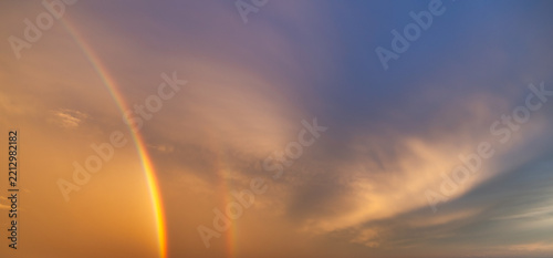 Full Rainbow Across the Sky Above Thessaloniki During a Dramatic Sunset