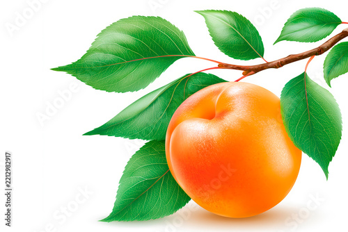 ripe apricots with leaves