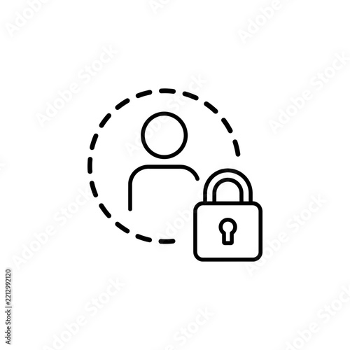 A line art icon representing personal data privacy and identity security with security identity protection
