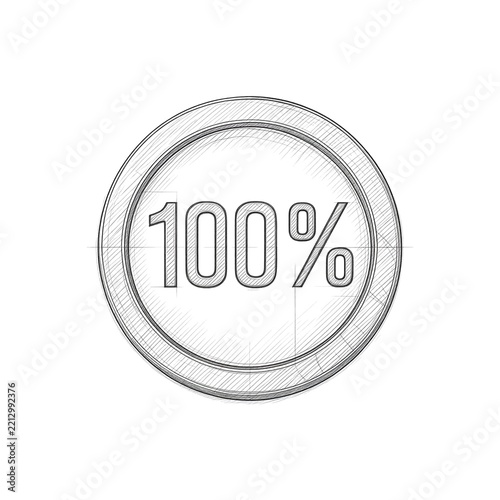 Hand Drawn One Hundred Percent Symbol Inside a Circular Badge