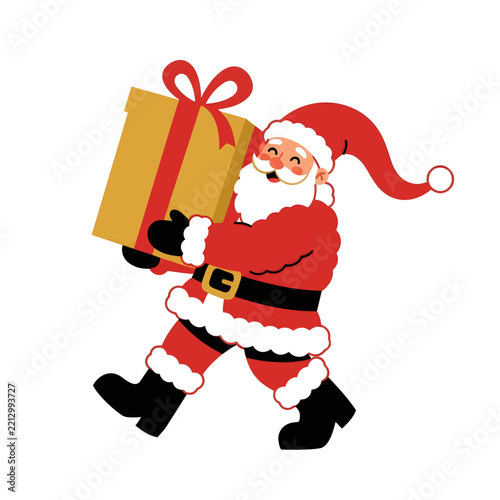 Santa Claus Carrying an Oversized Christmas Gift