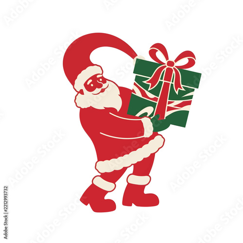 Santa Claus Carrying an Oversized Christmas Gift
