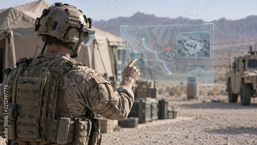 Soldier Using Augmented Reality for Mountain Mission Planning