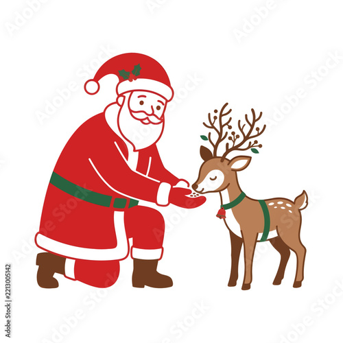 Santa Claus Feeding a Christmas Reindeer
