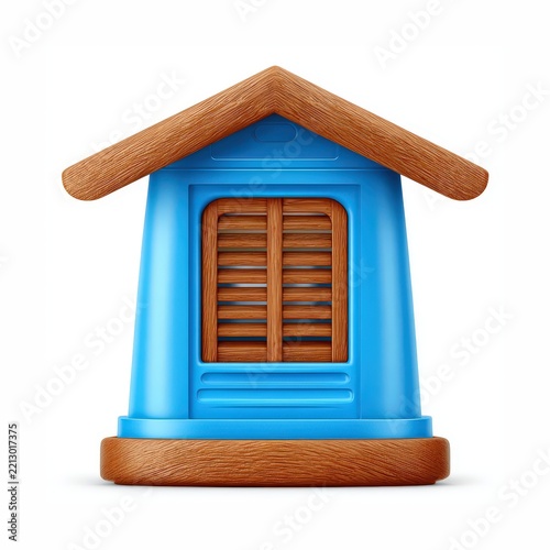 Cozy blue lantern with mahogany details inviting warmth into an outdoor setting