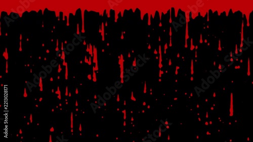Bleeding background. Dripping blood animation for Halloween party. Loop. Embedded alpha channel.
