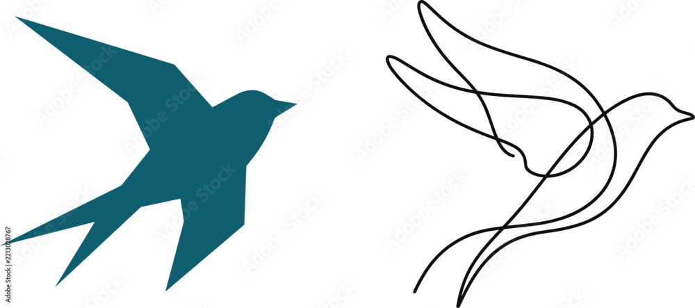 Fototapeta premium Flat vector illustration of stylized modern bird icon, a simple clean design element isolated on a white background
