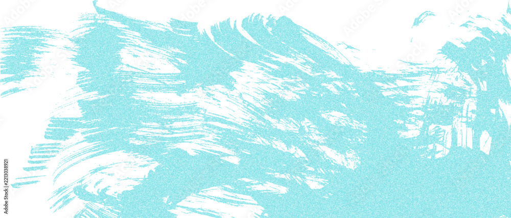 Obraz premium Artistic bright light blue wavy striped dotted stipple effect marine background. Abstract halftone dots grain textured overlay sea waves print for seashore noise banner, nature poster design