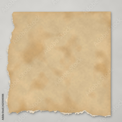 Vintage ripped torn paper frame background with ragged Deckle edges on neutral backdrop for copy space design element