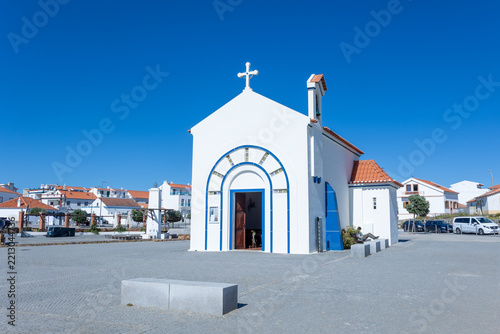 Zambujeira do mar chapel with traditional white architecture
