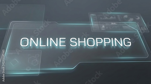 Cyber Monday online shopping digital interface with glowing text