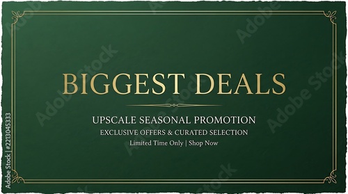 Cyber Monday sale banner with gold typography on a dark green