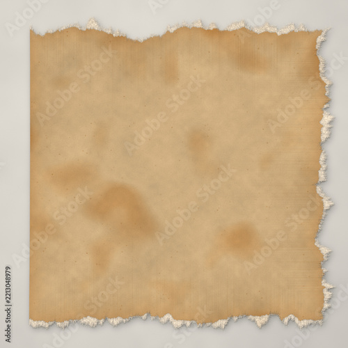Vintage ripped torn paper frame background with ragged Deckle edges on neutral backdrop for copy space design element