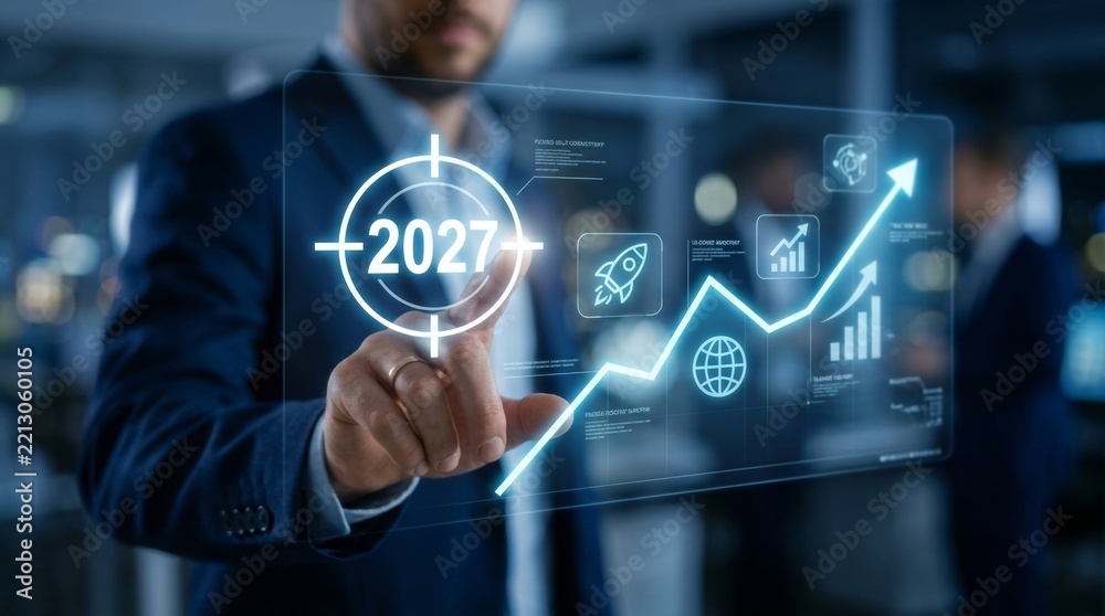Obraz premium Strategic business growth and forecasting for the year 2027