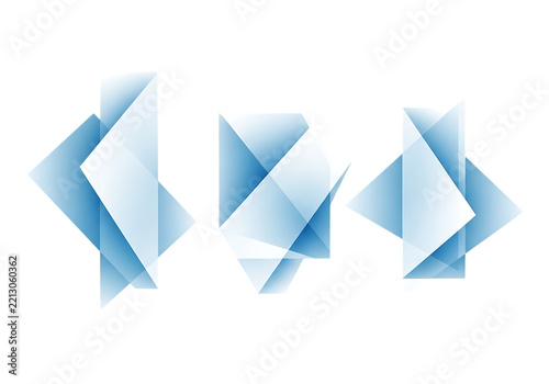 Modern geometric abstract design with blue and white intersecting shapes isolated on transparent background