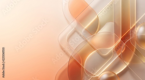 Glassmorphism abstract shapes background featuring glowing pastel orange tones and smooth translucent layers