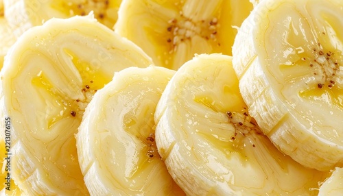 Fresh Banana Slices Macro Background Ripe Sweet Fruit Close Up