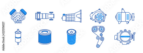 A set containing 10 auto parts icon designs. Flat vector icon.